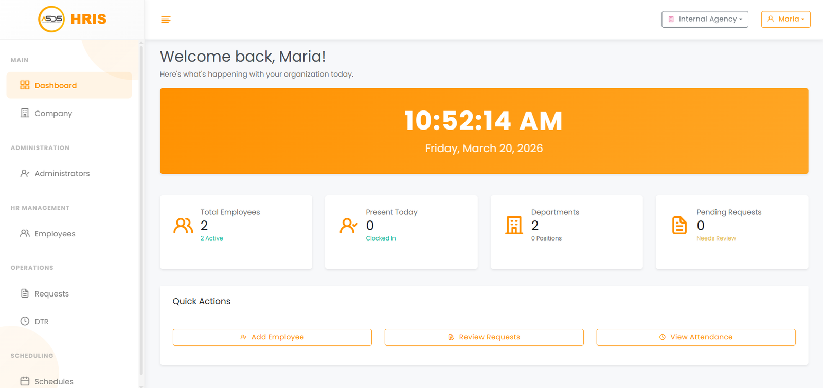 ASDS HRIS Dashboard Overview